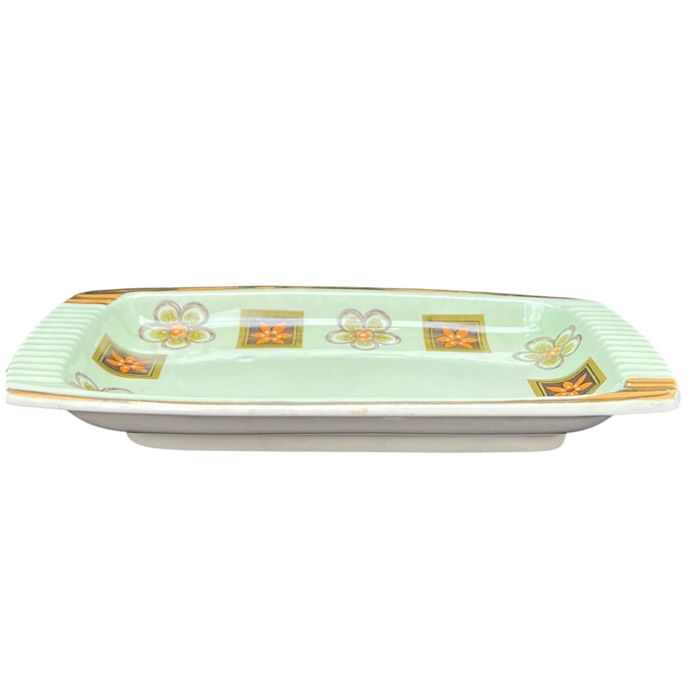Vintage Royal Winton Grimwades Trinket Dish Sage Green Floral Gold Mid Century - Picture 4 of 6